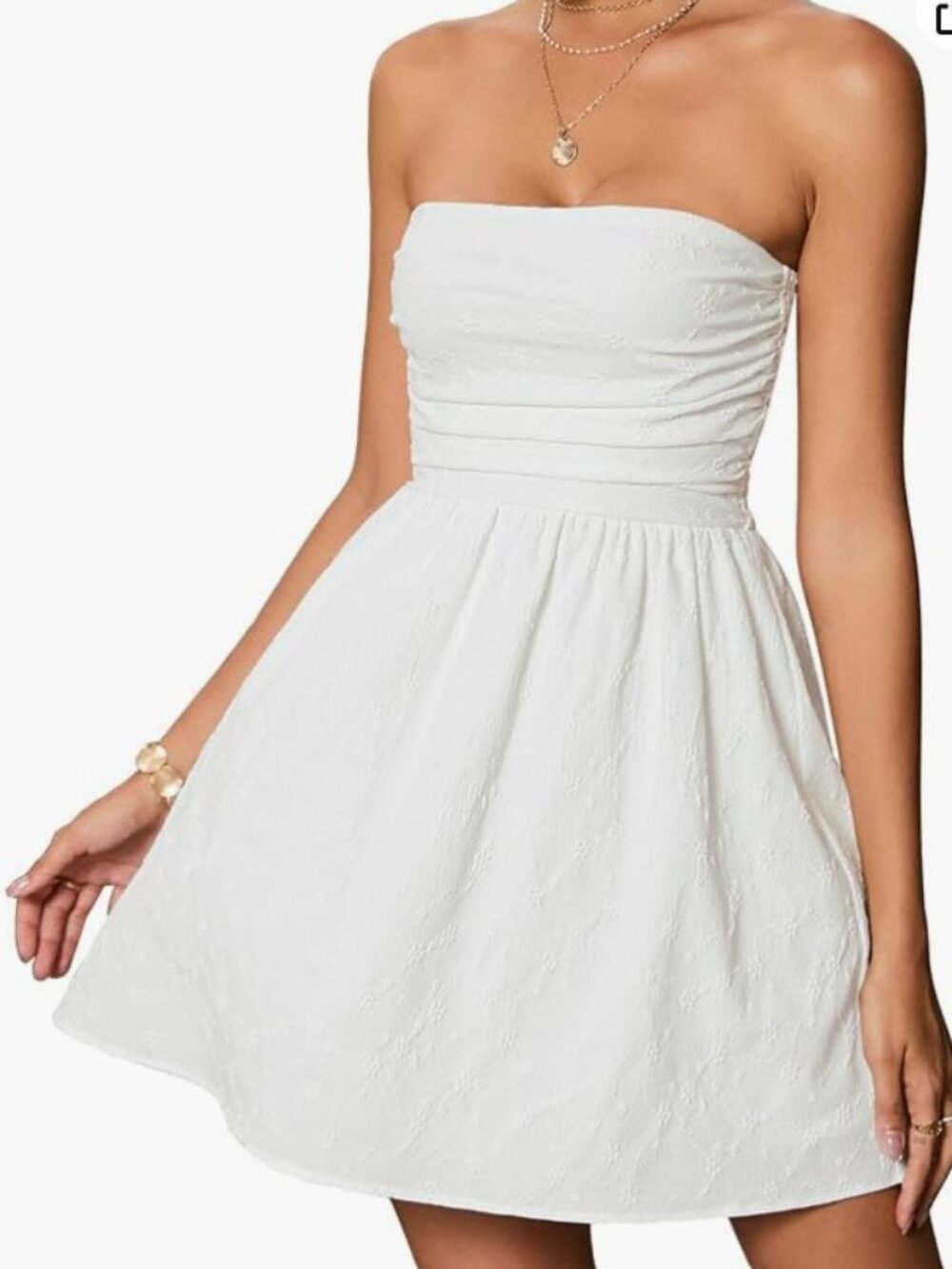 Summer Strapless Mini Tube Top A Line Short Dress for Women 2026 NWT
